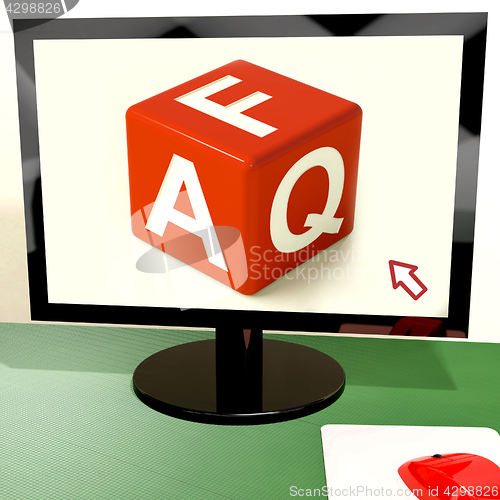 Image of Faq Dice On Computer Screen Showing Online Help