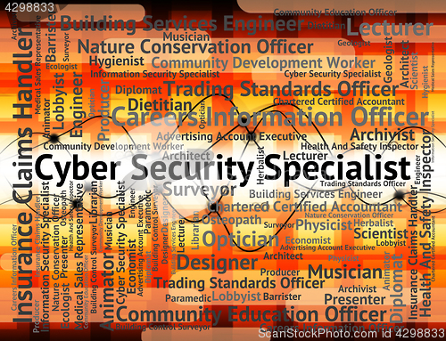 Image of Cyber Security Specialist Shows World Wide Web And Employment