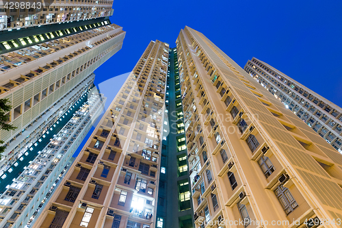 Image of Residential building to the sky at night