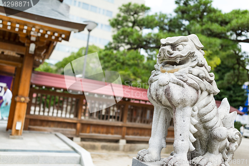 Image of Japanese lion sculpture in temple