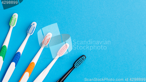 Image of Five toothbrushes, place for inscription