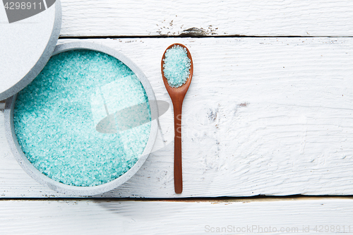 Image of Blue sea salt on table