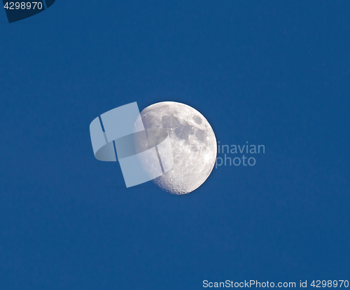 Image of Waxing Gibbous Moon in Blue Sky