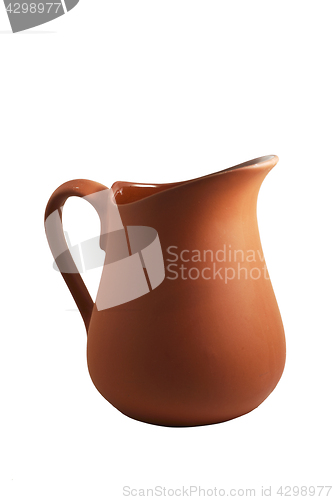 Image of traditional brown ceramic jug on white 