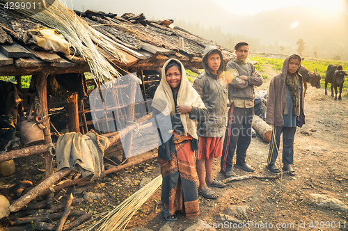 Image of Girl and boys in Nepal