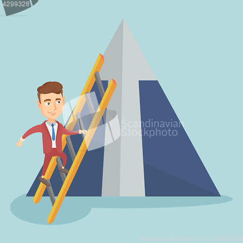 Image of Business man climbing on mountain.