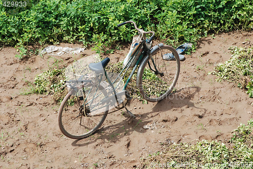 Image of Old bicycle in the dirt