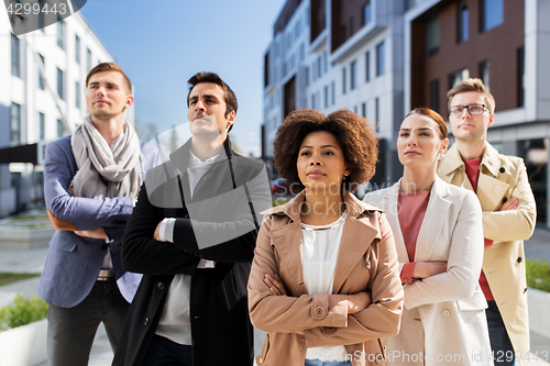 Image of international group of people on city street