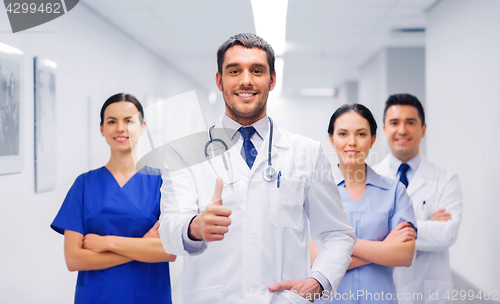 Image of medics or doctors at hospital showing thumbs up