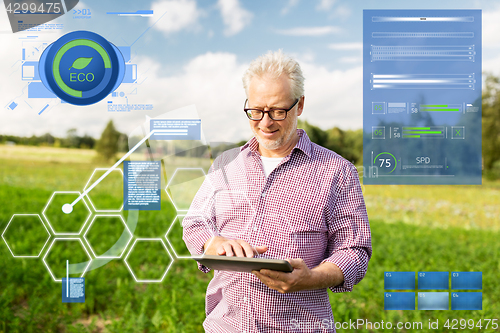 Image of senior man with tablet pc computer at county