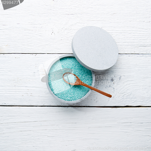 Image of Blue bath salt in cup