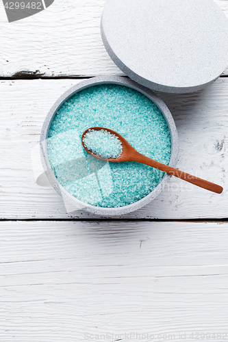 Image of Photo of blue bath salt