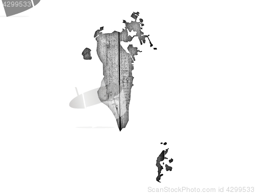 Image of Map of Bahrain on weathered wood