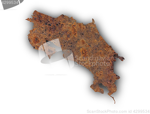 Image of Map of Costa Rica on rusty metal