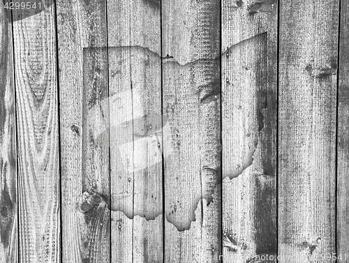 Image of Map of Ohio on weathered wood