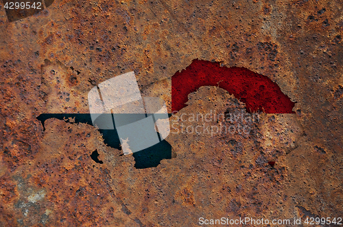 Image of Map and flag of Panama on rusty metal