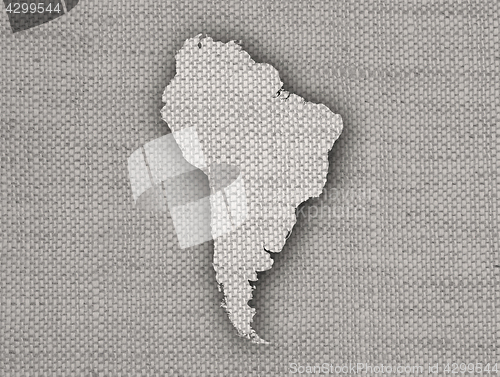 Image of Map of South America on old linen