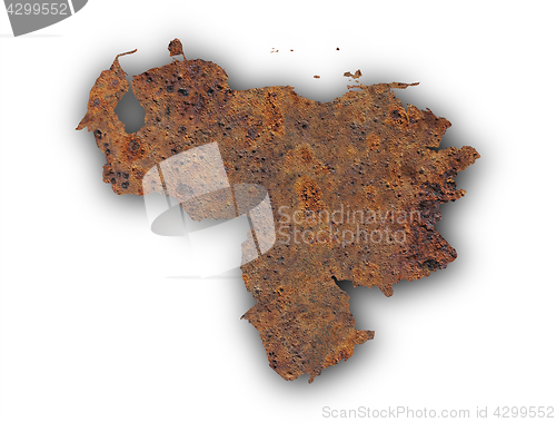 Image of Map of Venezuela on rusty metal