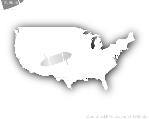 Image of Map of the USA with shadow