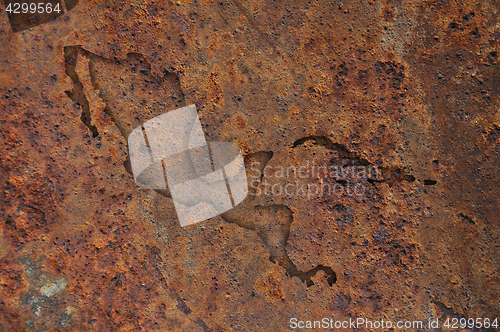 Image of Map of Middle America on rusty metal