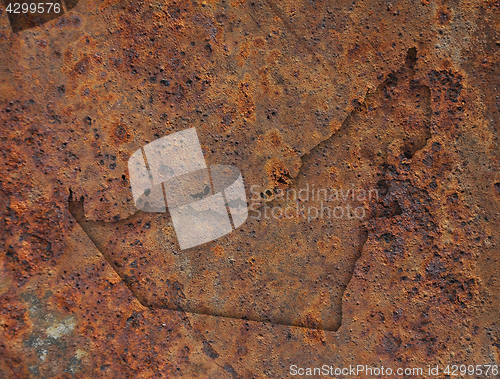 Image of Map of United Arab Emirates on rusty metal