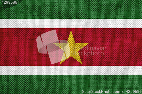 Image of Flag of Suriname on old linen