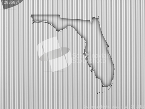 Image of Map of Florida on corrugated iron