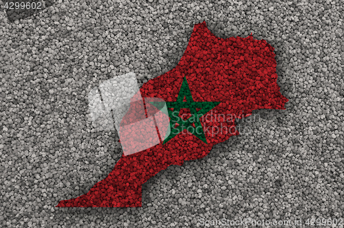 Image of Map and flag of Morocco on poppy seeds