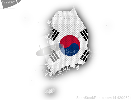 Image of Map and flag of South Korea 