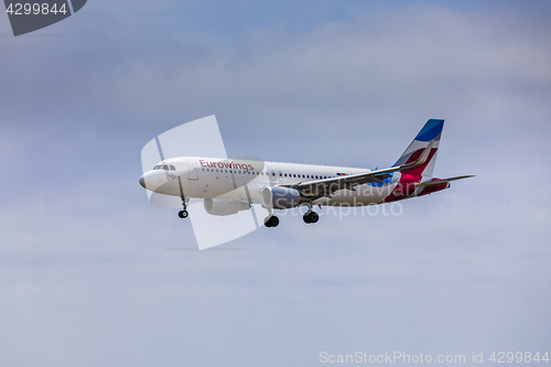 Image of ARECIFE, SPAIN - APRIL, 15 2017: AirBus A320 - 200 of Eurowings 