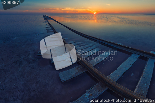 Image of Beauty sunset on salty lake
