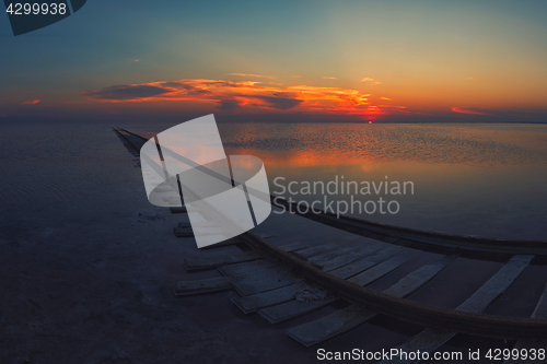 Image of Beauty sunset on salty lake