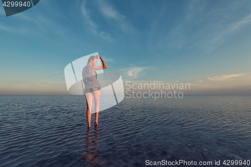 Image of Beauty sunset on salty lake