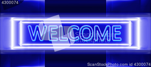 Image of neon sign of welcome
