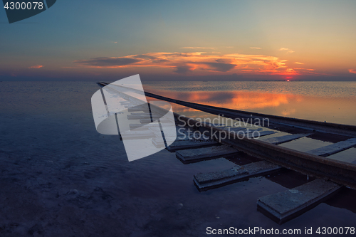 Image of Beauty sunset on salty lake