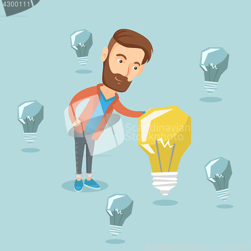 Image of Caucasian businessman having business idea.