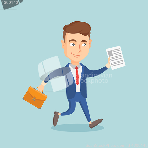 Image of Happy business man running vector illustration.