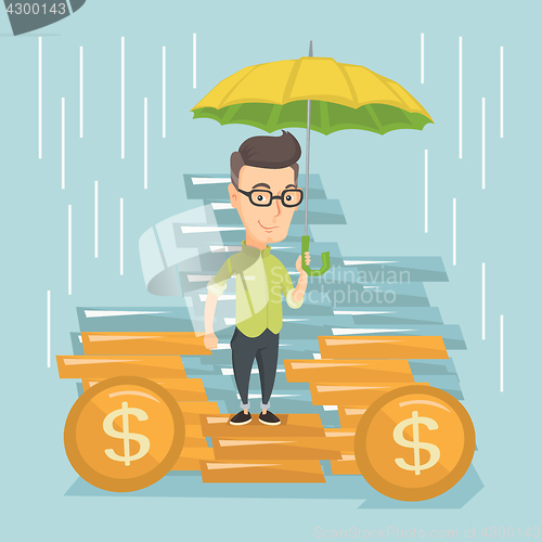 Image of Business man insurance agent with umbrella.