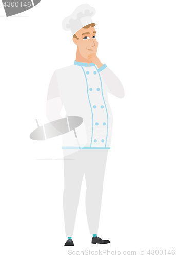 Image of Caucasian chef cook thinking vector illustration