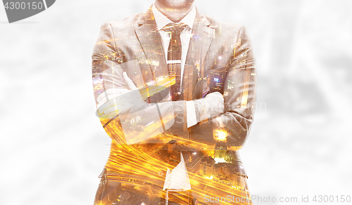 Image of double exposure of business poeple group