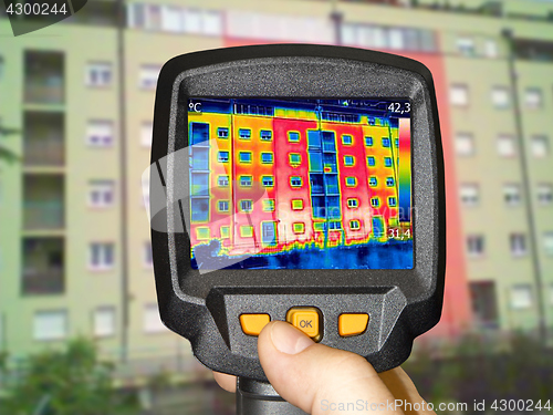 Image of Recording Heat Loss at the Residential Building With Infrared Th