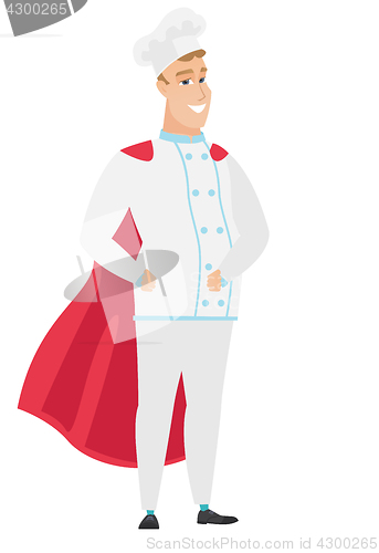 Image of Chef cook wearing a red superhero cloak.