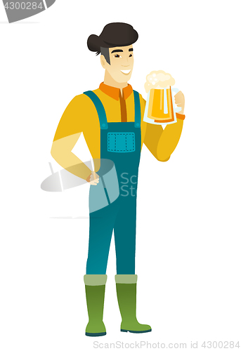 Image of Farmer drinking beer vector illustration.