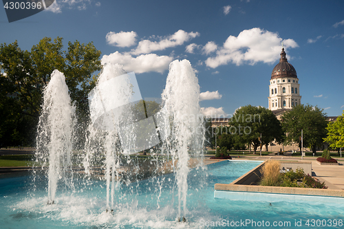 Image of Topeka Kansas Capital Capitol Building Fountains Downtown City S