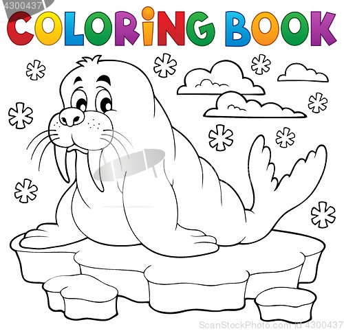 Image of Coloring book walrus theme 1