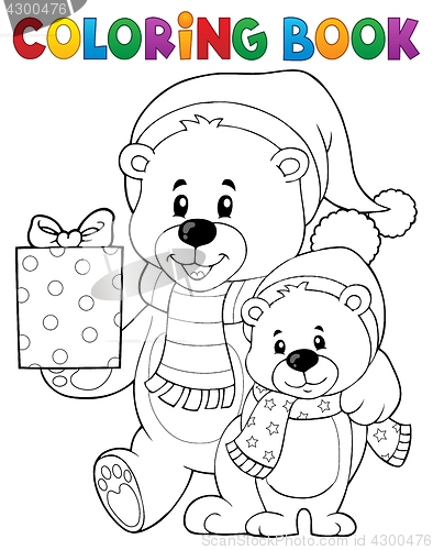 Image of Coloring book Christmas bears theme 1