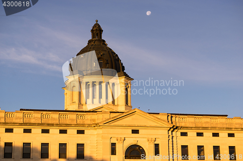 Image of Moon Rising South Dakota State Capital Building Hughes County Pi