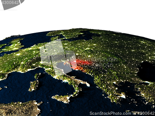 Image of Croatia from space at night