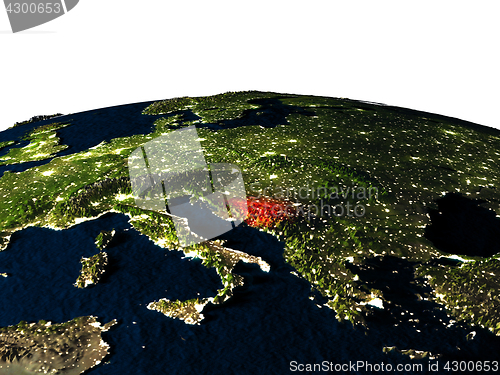 Image of Bosnia from space at night