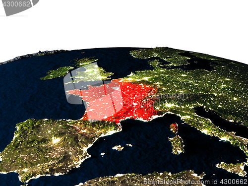 Image of France from space at night